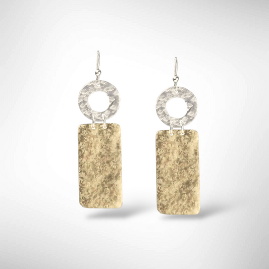 SWAY Everyday Disc and Rectangle Metal Dangle Earrings