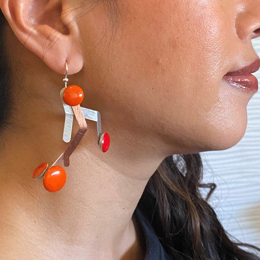 HARVEST | RIPE 1 Asymmetrical Earrings Copper, Aluminum and Resin Earrings