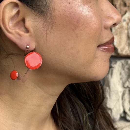 HARVEST | SPROUT 2 Smaller Copper and Resin Modern Dangle Post Earrings