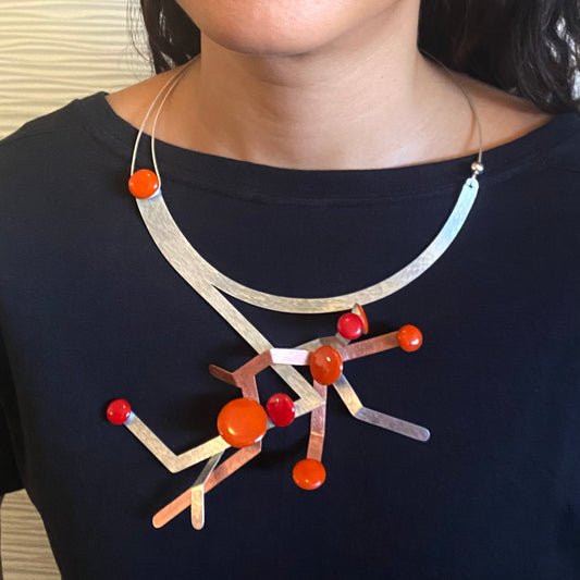 HARVEST | RIPE 1 Colorful Resin, Aluminum and Copper Statement Necklace
