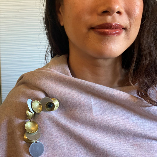 SCHEMA | CLOUD Cup and Saucer Dangle Brooch with Jade