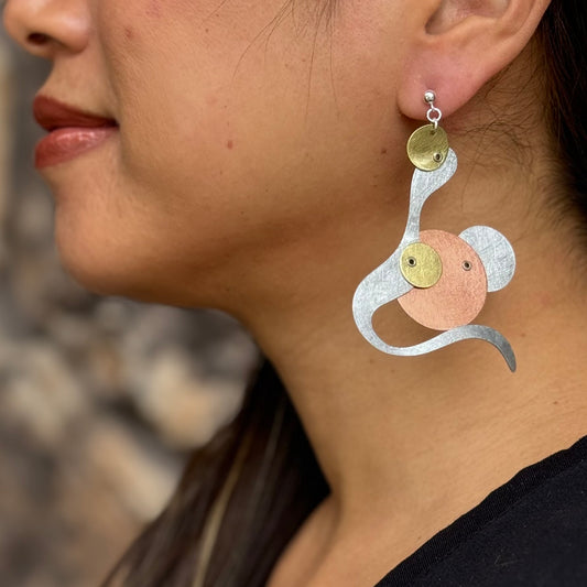 BUBBLES | FLOAT 2 Long Tri Metal Earrings