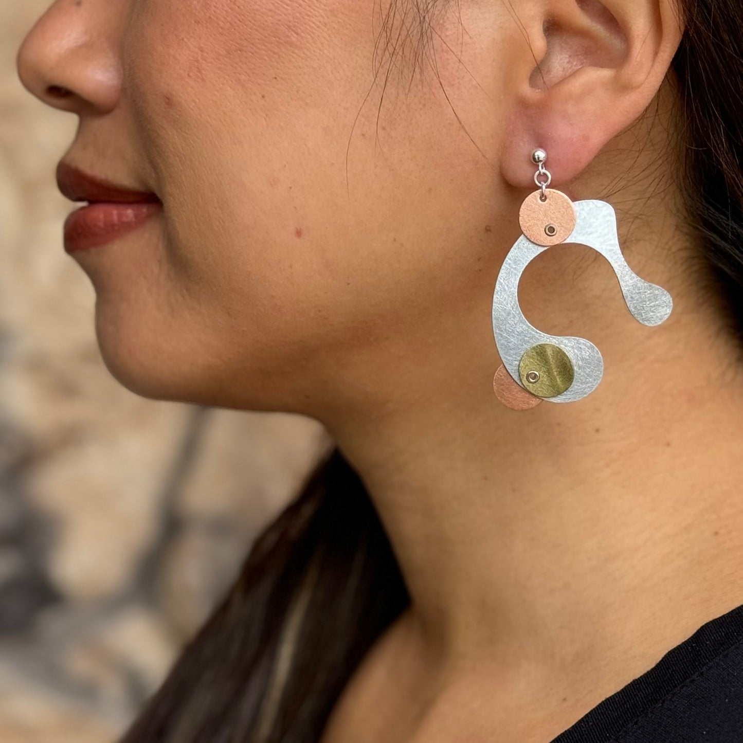 BUBBLES | POP 1 Dripping Tri Metal Dangle Earrings
