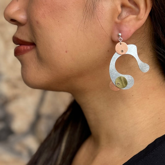 BUBBLES | POP 1 Dripping Tri Metal Dangle Earrings