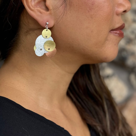 BUBBLES | TICKLE 1 Tri Metal Circle Earrings