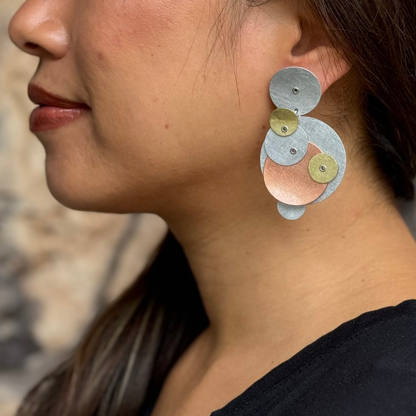 BUBBLES | TICKLE 3 Large Mixed Metal Circle Earrings