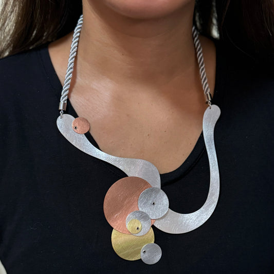 BUBBLES | FLOAT 2 Tri-Metal Statement Piece Necklace