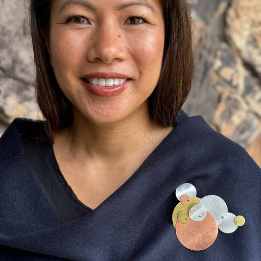 BUBBLES | TICKLE 1 Tri Metal Circles Brooch
