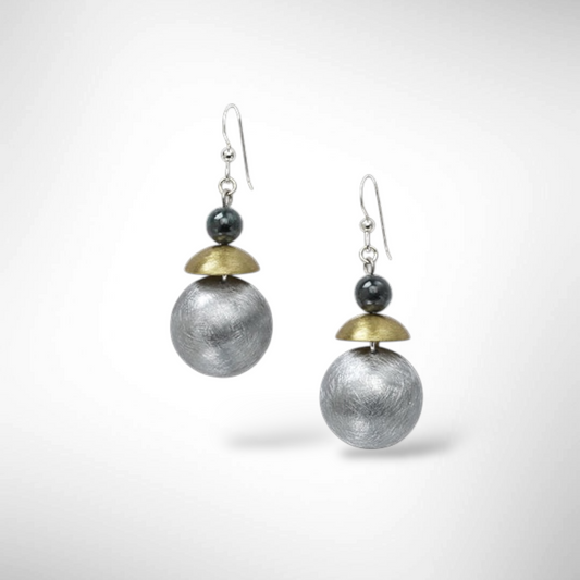 POND Playful Go-To Mixed Metal Dangle Earrings with Metal and Accent Bead Options from the SCULPTURAL Collection