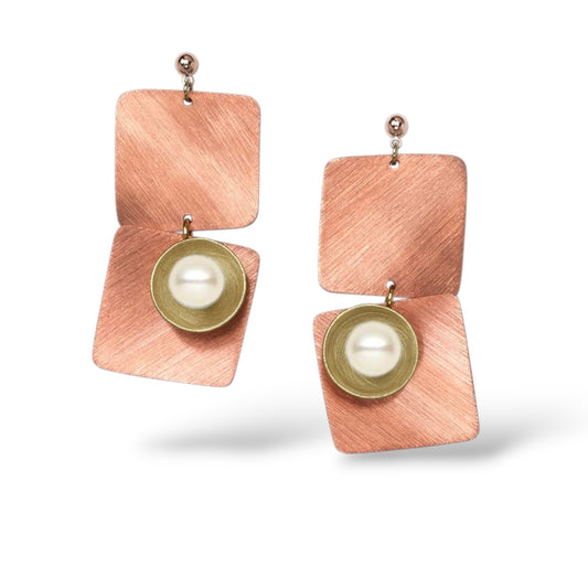 ECLECTICA | SPRAY LONG Off Center Double Square Earrings