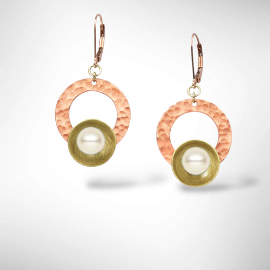EVERYDAY | TIDE Mixed Metal Circle Dangle Earrings: Brass or Copper