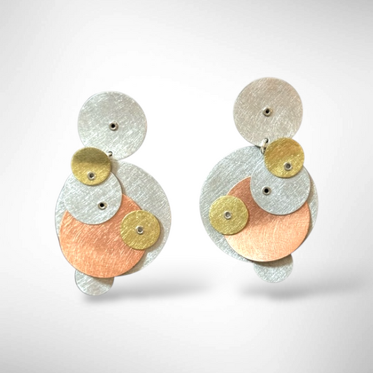 TICKLE 3 Large Mixed Metal Circle Earrings from BUBBLES