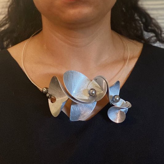 SOUND | DECIBEL 1 Bold Conical Statement Necklace with Simulated Pearls