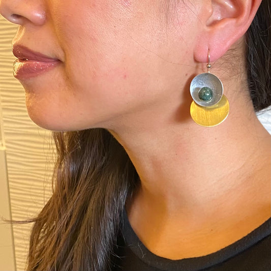 GEOMETRIC STUDIES | COSMO Versatile Mixed Metal Drop Earrings with Guatemalan Jade