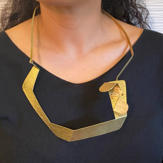 FIGURE | REFLECT 2 Expressive Angular Gold-Tone Necklace with hidden front clasp