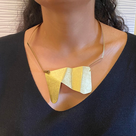 FIGURE | WONDER 1 Folded Brass Centerpiece Necklace