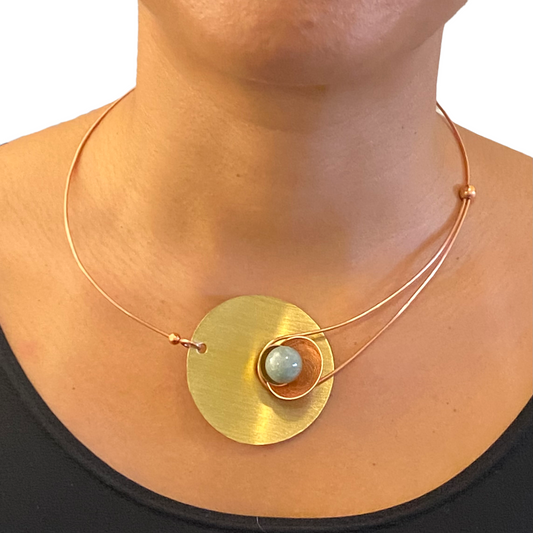 GEOMETRIC STUDIES | SOLSTICE Centerpiece Aluminum or Brass Necklace