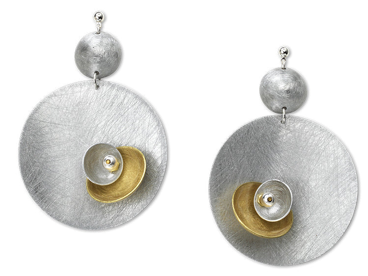 Blossom Large Silvertone Light Weight Statement Earrings with Accent Bead options from The Sculptural Collection Simulated Pearl