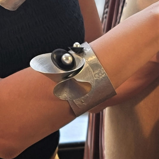 SOUND | VOLUME Statement Art Piece Cuff with Recycled Record Vinyl