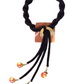 MIST Dramatic Four Strand Czech Glass Hand-Sewn Lariat Necklace in purple or gun metal with Mixed Metals from the BEADED Collection