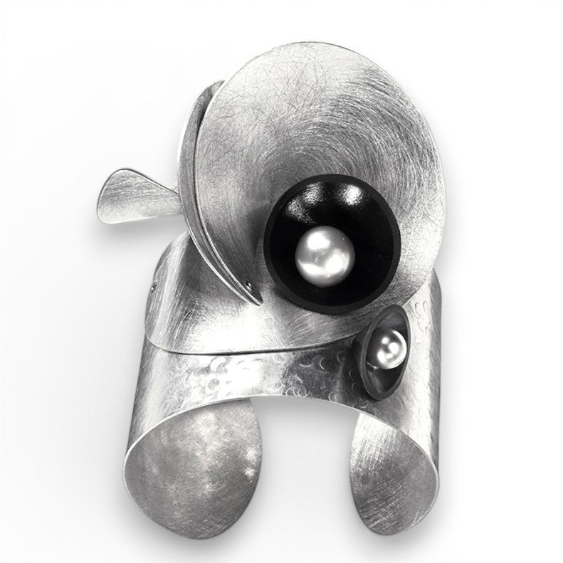 VOLUME Statement Art Piece Cuff from the SOUND Collection with Recycled Record Vinyl