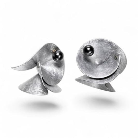 SOUND | DECIBEL 2 Lightweight Conical Earrings with Simulated Pearl, Modern Jewelry