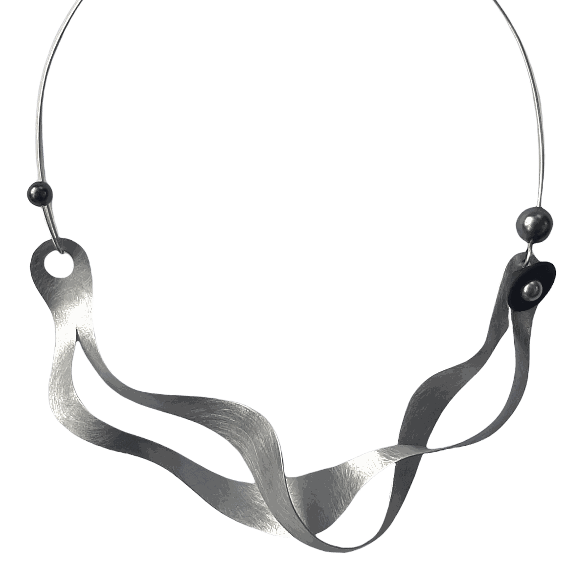 SOUND | OSCILLATE 2 Sound Wave Necklace, Recycled Vinyl & Simulated Pearls