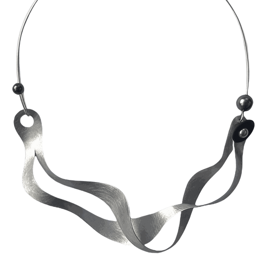 SOUND | OSCILLATE 2 Sound Wave Necklace, Recycled Vinyl & Simulated Pearls