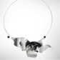 PULSE 1 Contemporary Aluminum Statement Necklace, Recycled Vinyl & Simulated Pearls