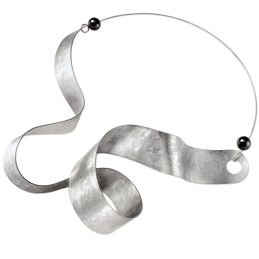 VIBE 1 Wearable Sculpture Sound Wave Necklace from the SOUND Collection with Simulated Pearls