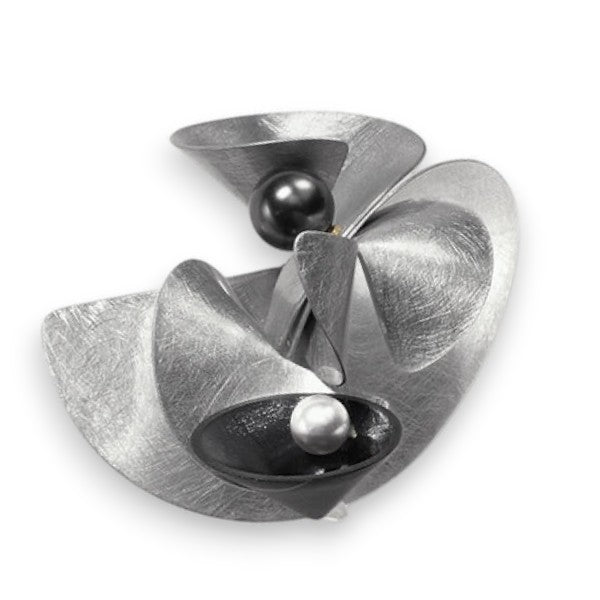 VOLUME Dress Up Your Outerwear with this Statement Brooch from the SOUND Collection with Recycled Record Vinyl and Simulated Pearls