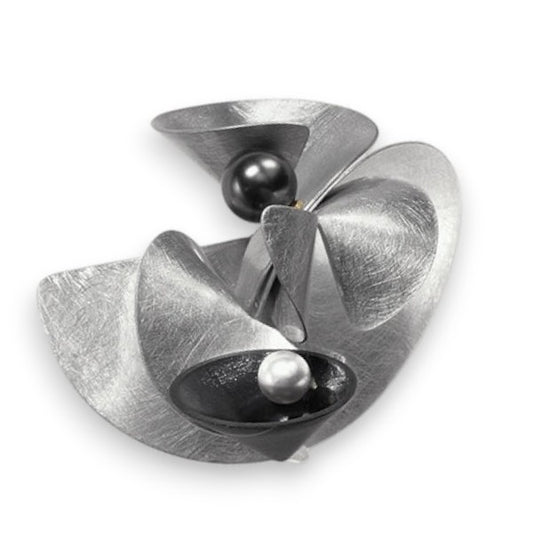 SOUND | VOLUME Dress Up Your Outerwear with this Statement Brooch with Recycled Record Vinyl and Simulated Pearls