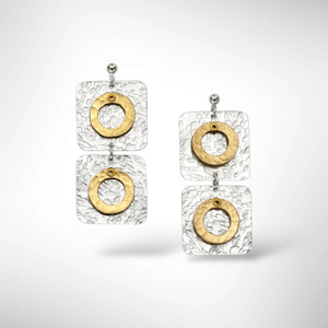 DANCE LONG Double Square Rectangular Post Dangle Earring