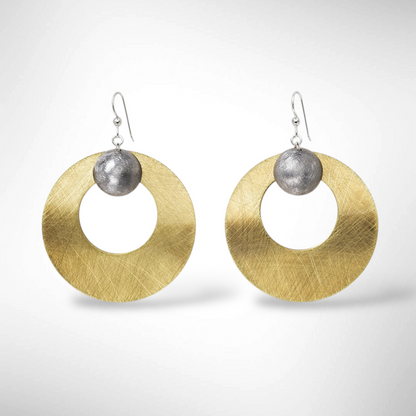 PETAL Round Disc Mixed Metal Metal Dangle Earrings