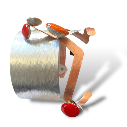 HARVEST | RENEW 1 Daring Intricate Statement Cuff with Red and Orange Resin