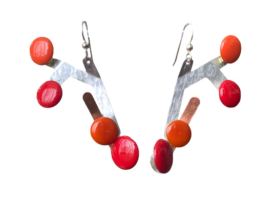 HARVEST | FLOWER 1 Colorful Red and Orange Dangle Earrings