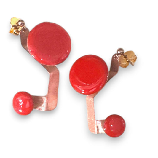 HARVEST | SPROUT 2  Smaller Copper and Resin Modern Dangle Post Earrings
