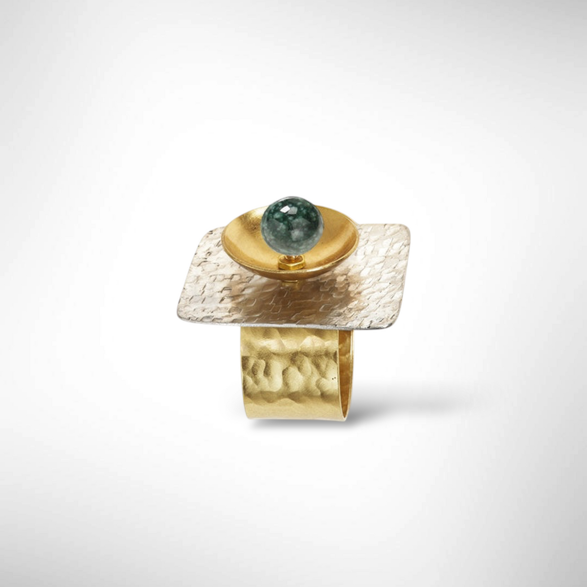 GEOMETRIC STUDIES | DANCE Square flat Ring-Adjustable, Accent Bead Options
