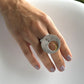 SWIRL Mixed Metal Fanned Circle Adjustable Ring