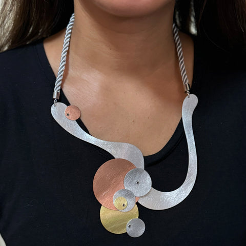 FLOAT 2 Tri Metal Tri Metal Floating BUBBLE Necklace