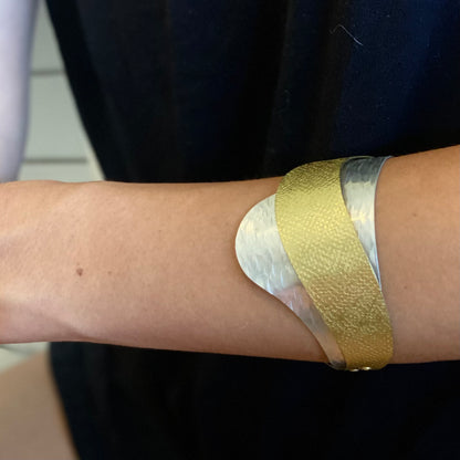 SWELL - Ocean Wave Inspired Multidimentional Mixed Metal Cuff