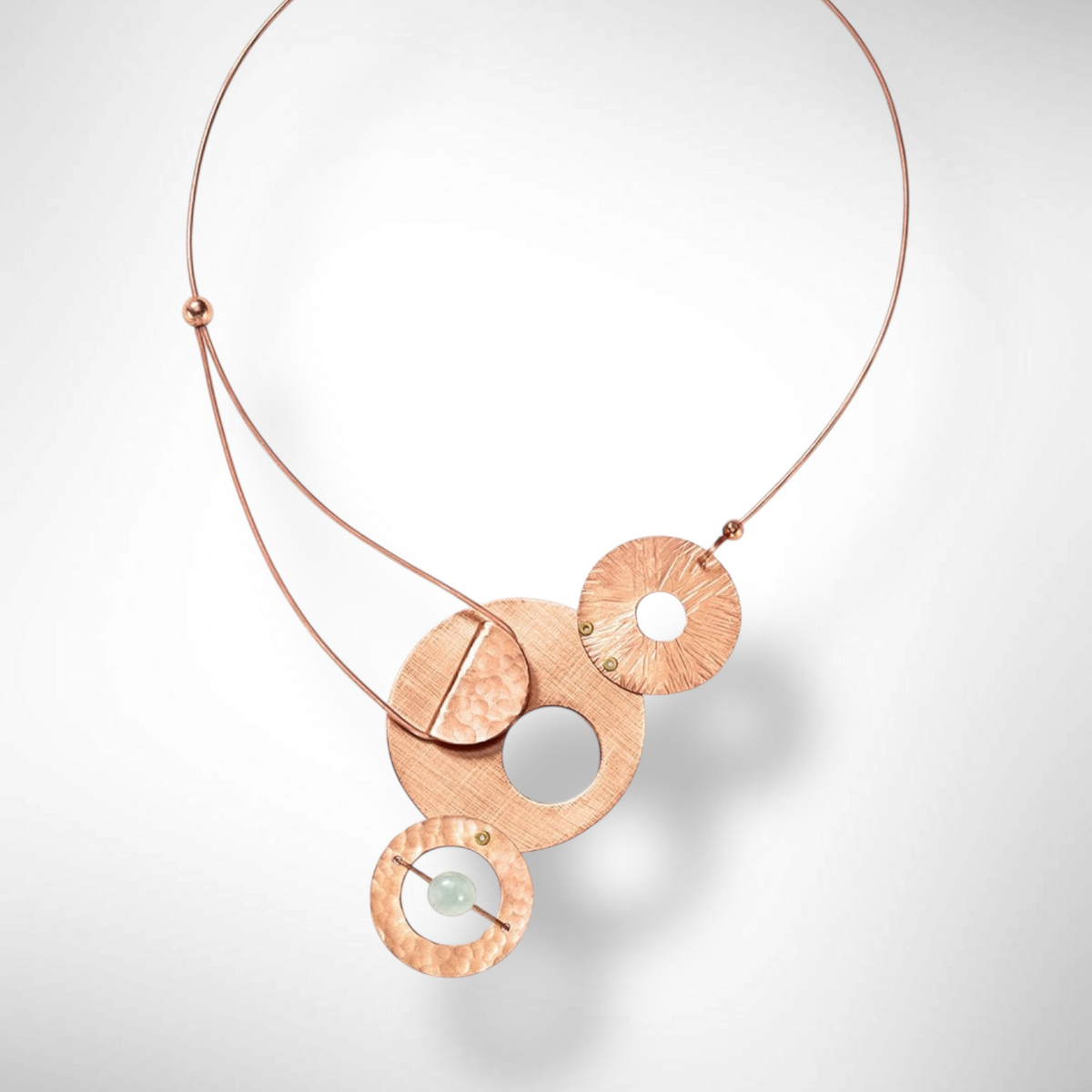 GEOMETRIC STUDIES | AXIS 3 Flat Metal Statement Necklace with Guatemalan Jade
