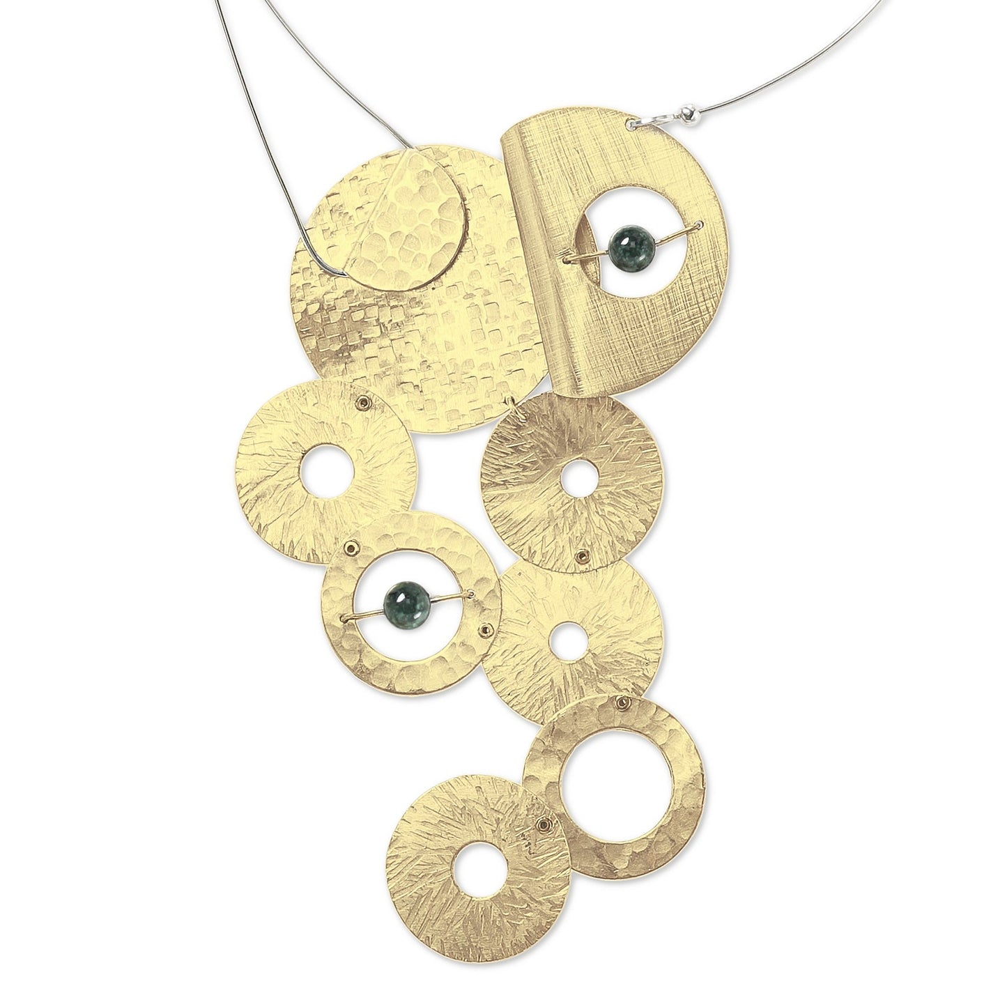 GEOMETRIC STUDIES | AXIS 8 Large Metal Focal Necklace with Suspended Jade