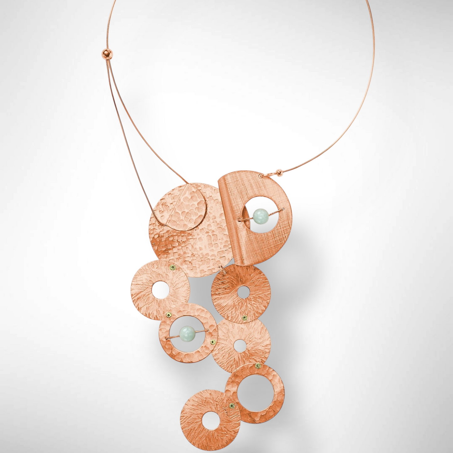 GEOMETRIC STUDIES | AXIS 8 Large Metal Focal Necklace with Suspended Jade