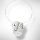 AXIS FOLD Medium Metal Focal Statement Necklace with Front Closure from the LIMINAL Collection with Simulated Pearl or Jade option