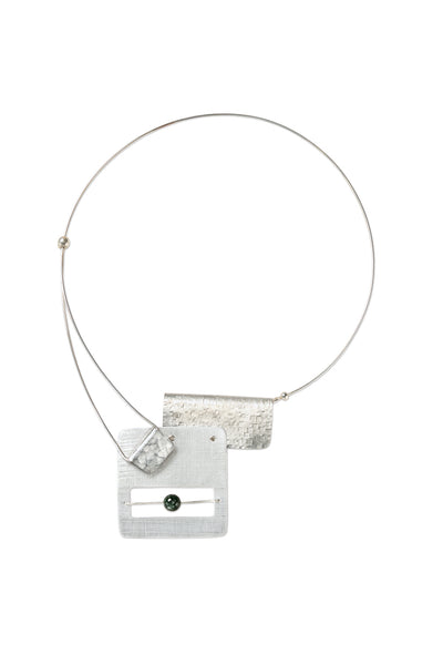 BOOK1 Front Clasp Square and Rectangle Metal Necklace