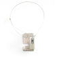 Chick Boss statement necklace with overlapping aluminum rectangles and a jade accent bead. Textured metal.