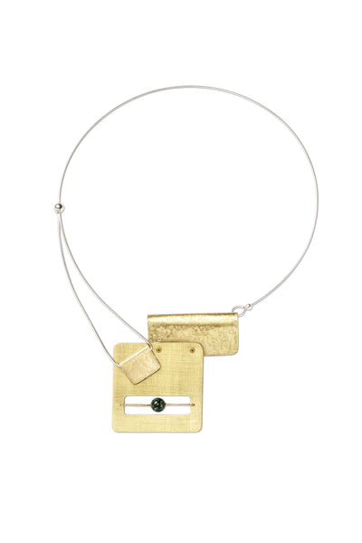 BOOK1 Front Clasp Square and Rectangle Metal Necklace