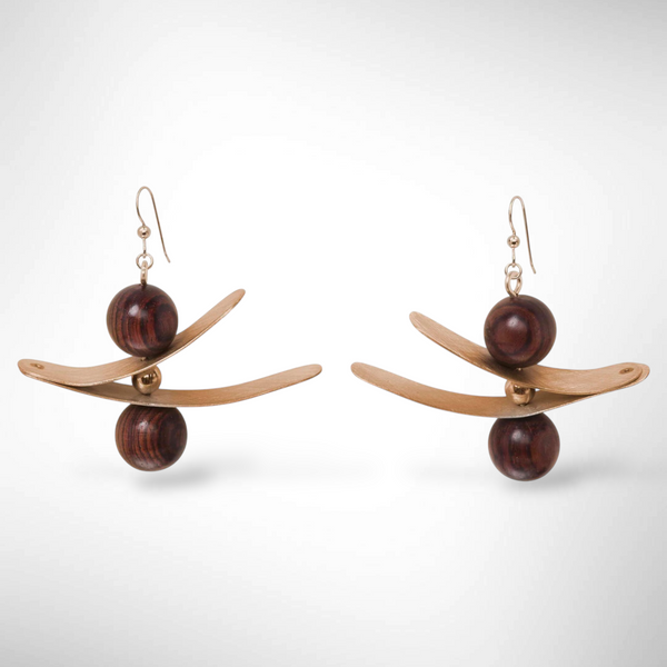OLIVIA Zig Zag Metal and Sustainably Harvested Wood Earrings