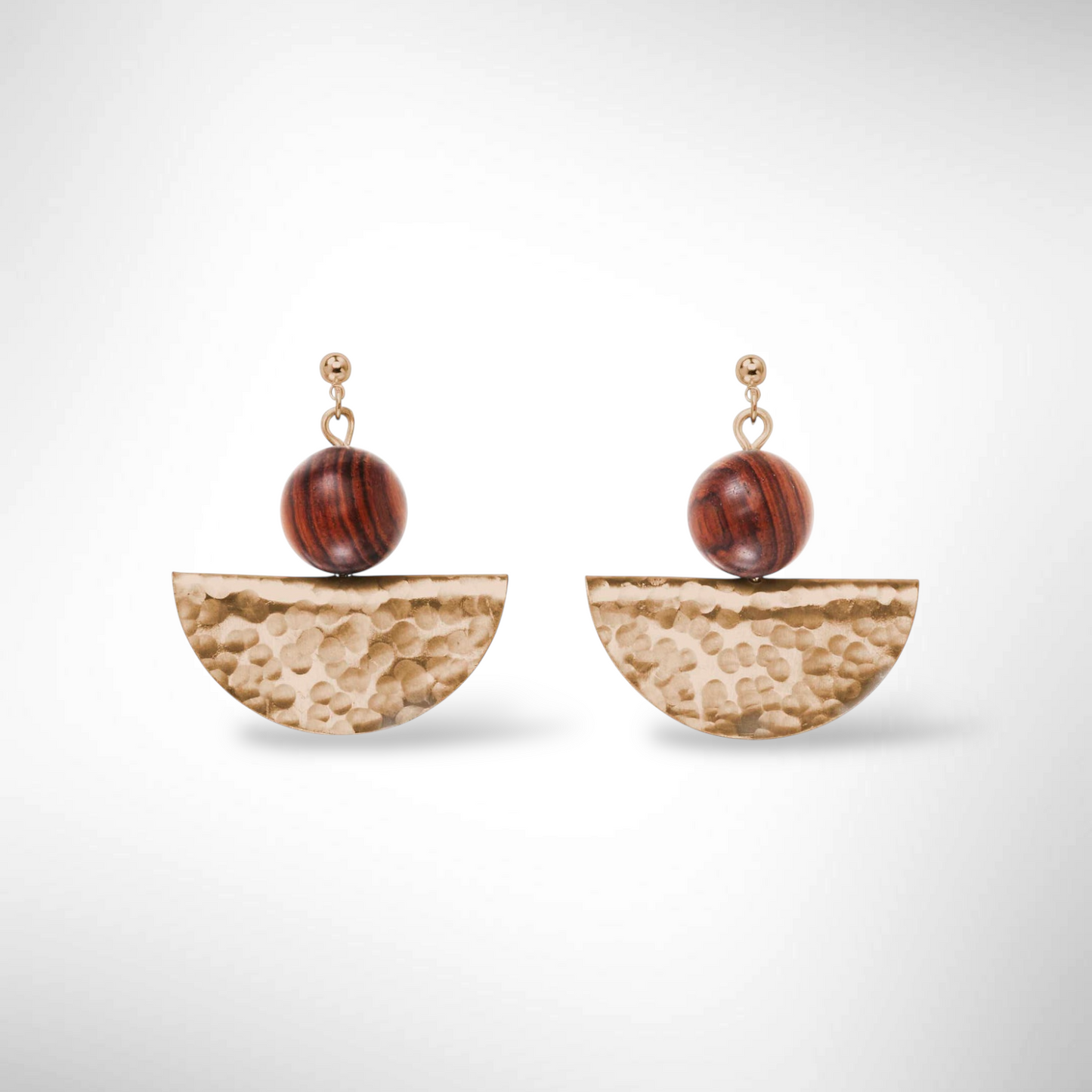 SILVIA Popular Half Circle Organic Wood and Metal Earrings